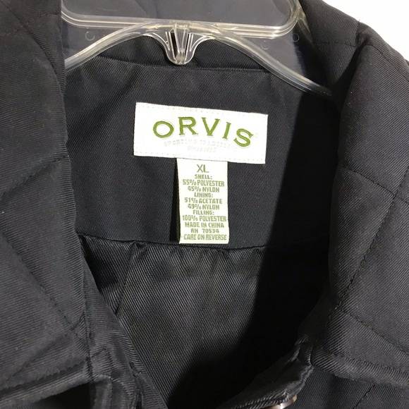 ORVIS XL Quilted Chore Jacket Black Button Front Lined Pockets - Picture 2 of 9